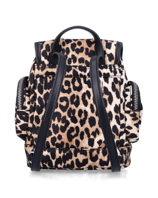 Ganni Gray Leopard Nano Backpack