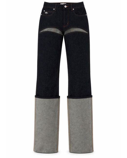 Jean Paul Gaultier Black High-Rise Cutout Wide-Leg Jeans
