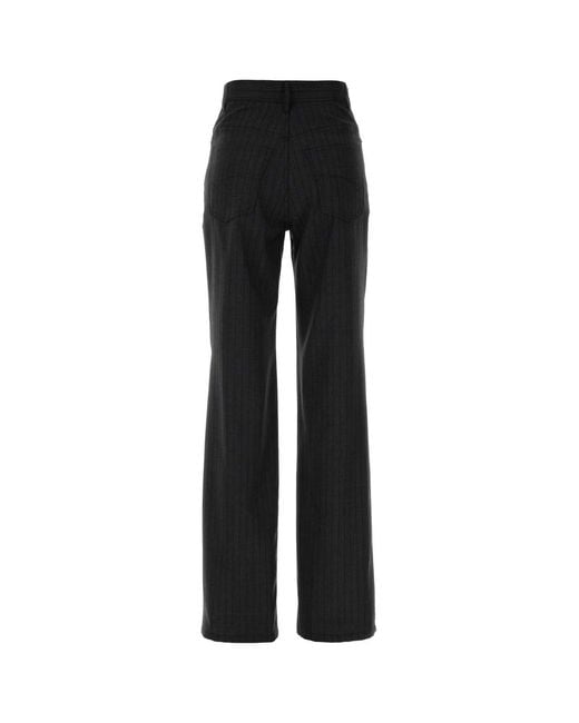 Balenciaga Black Embroidered Wool Palazzo Pant