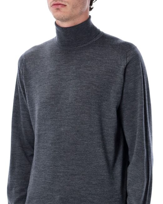 John Smedley Blue Cherwell Extra Fine Merino Wool Roll Neck Jumper for men