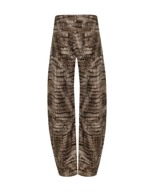 Elisabetta Franchi Natural Alligator Print Barrel Jeans