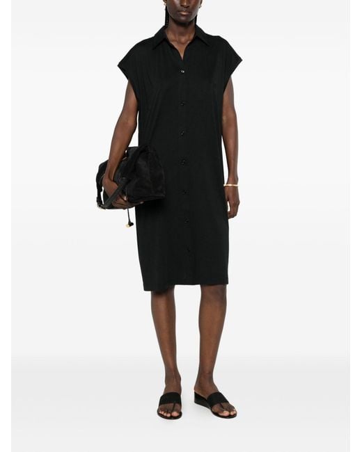 Totême Black Button-Fastening Sleeveless Midi Shirt Dress