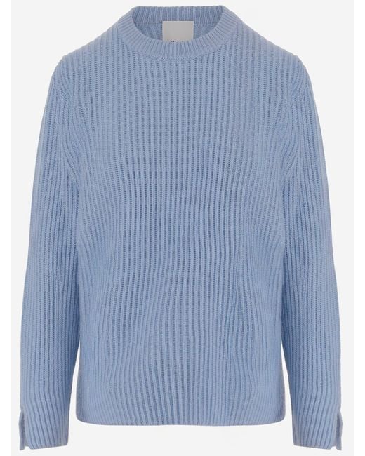 Allude Blue Wool And Cashmere Ribbed Sweater