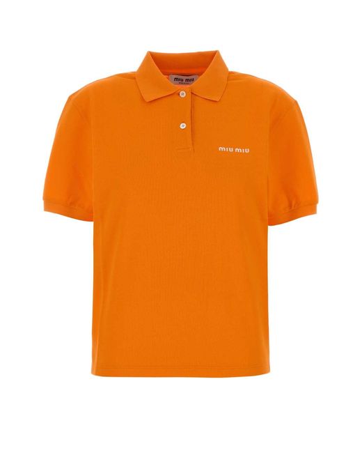 Miu Miu Orange Piquet Polo Shirt