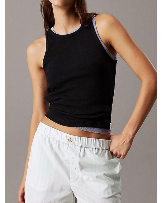 Calvin Klein Black Slim Ribbed Lounge Tank Top
