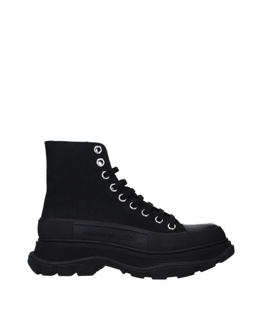 Alexander McQueen Black Sneakers Tread Slick Uomo Tessuto Nero for men