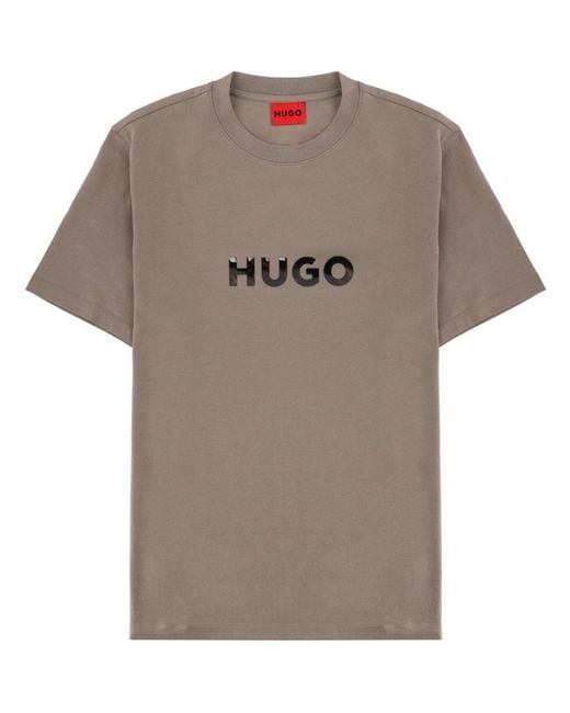 HUGO Gray Cotton T-Shirt
