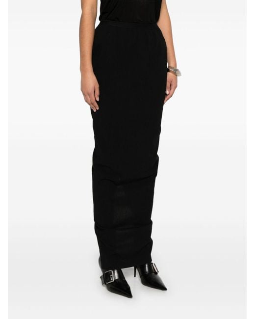 Rick Owens Black Soft Pillar Long Skirt