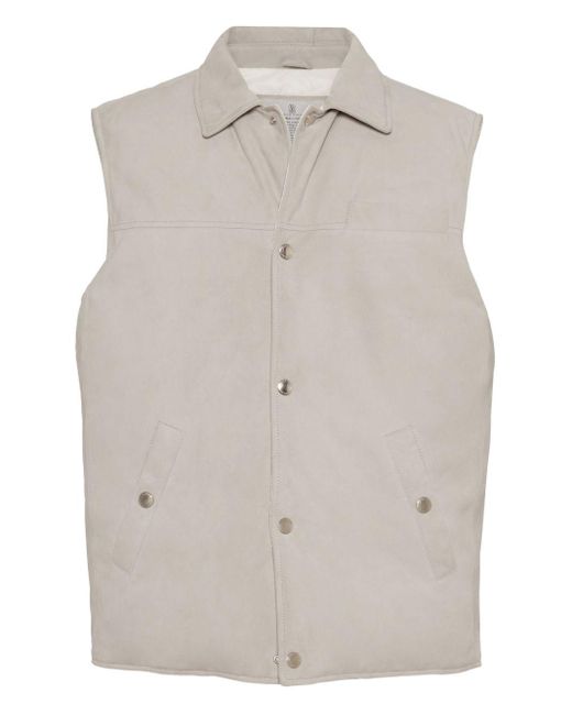 Brunello Cucinelli Leer Neer in het Gray