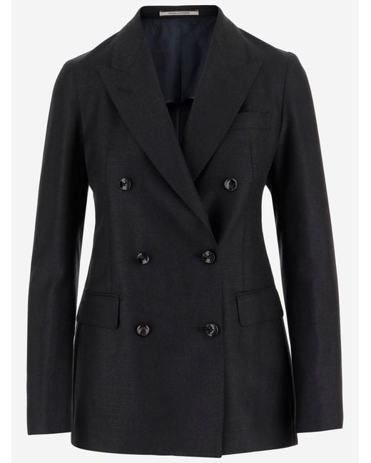 Tagliatore Black Wool And Silk Blend Jacket