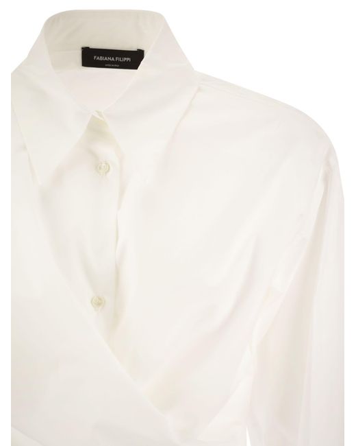 Camicia a corto di in cotone poplin di Fabiana Filippi in White