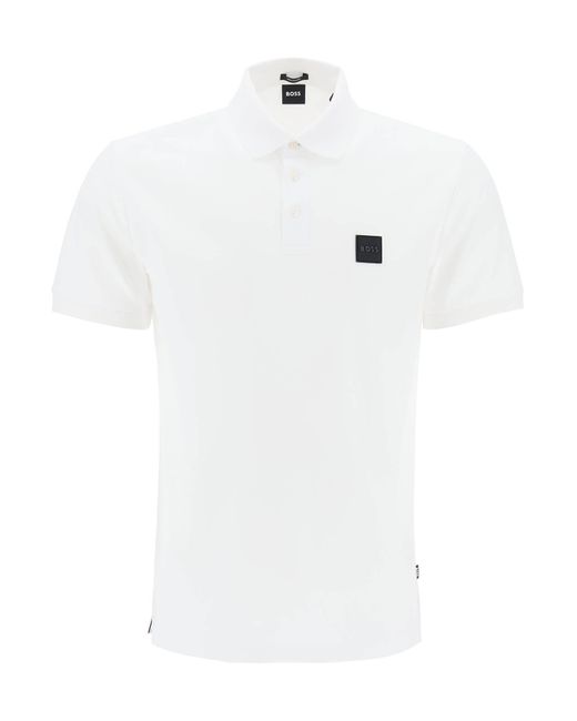 Boss Mercerized Cotton Polo Shirt in het White