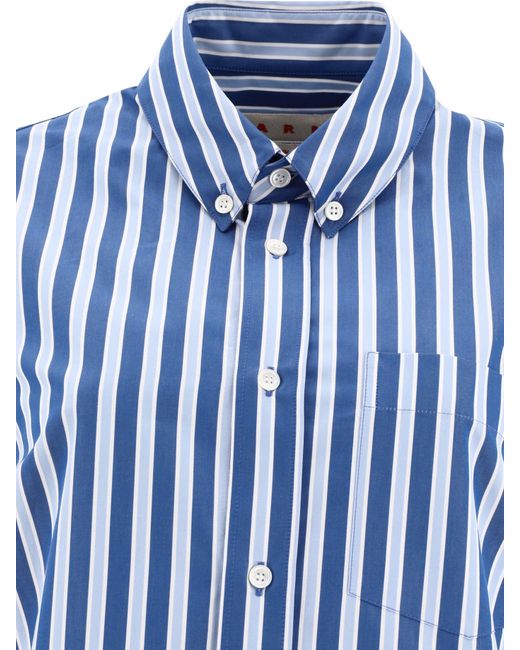 Chemise courte à rayures Marni en coloris Blue
