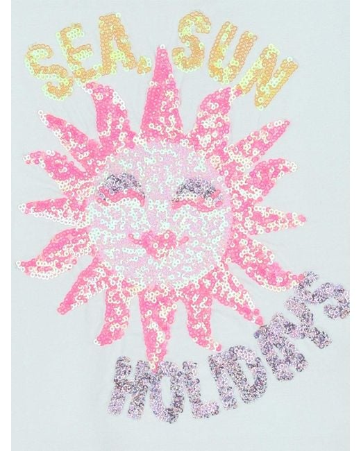 Billieblush White T-Shirt "Sea Sun Holidays"