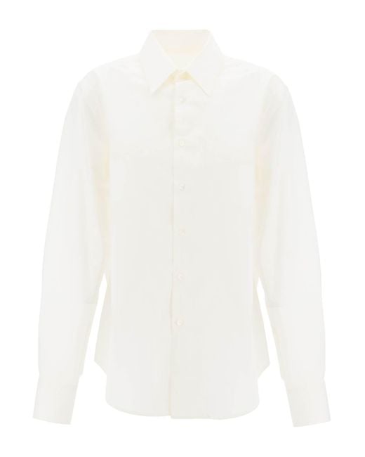 MM6 by Maison Martin Margiela White Schnitt Hemd mit offenem Hemd aus