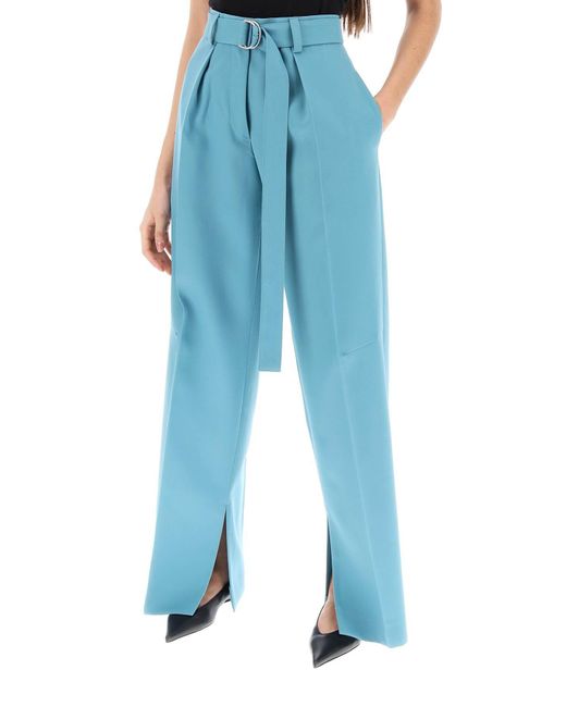 Pantalones de pierna ancha en lana ligera Jil Sander de color Blue