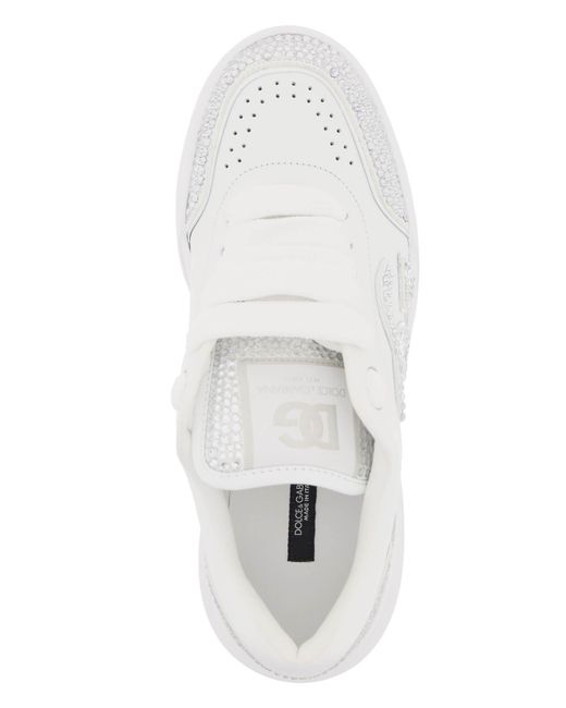 Dolce & Gabbana New Roma Sneakers Met Strass in het White