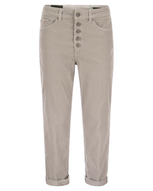 Pantalon en velours à rayures à rayures avec boutons bijoux Dondup en coloris Gray