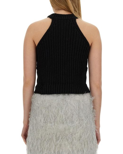 Alysi Black Top With Fringe