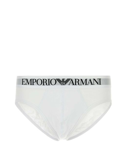 Emporio Armani White Stretch Cotton Brief