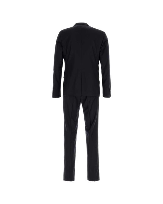Prada Black Embroidered Wool Blend Suit for men