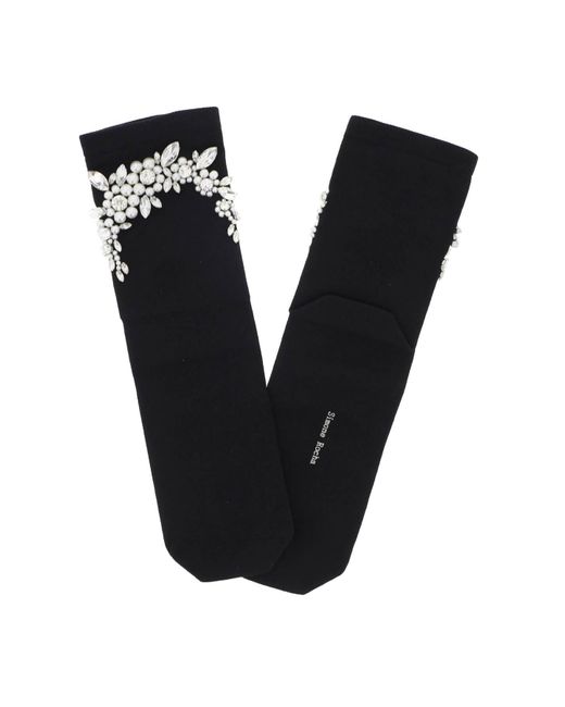 Chaussettes avec perles et cristaux Simone Rocha en coloris Black