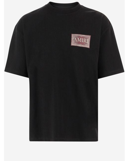 Amiri Black Printed Cotton T Shirt for men