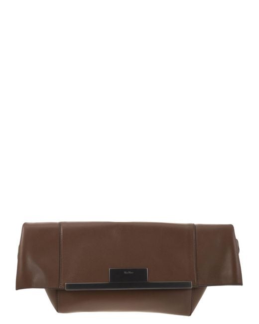 Max Mara Brown Mmclaspclutch kleine natürliche Leder -Kupplungsbeutel
