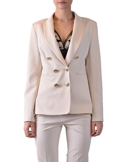 Pinko White Double-Breasted Blazer