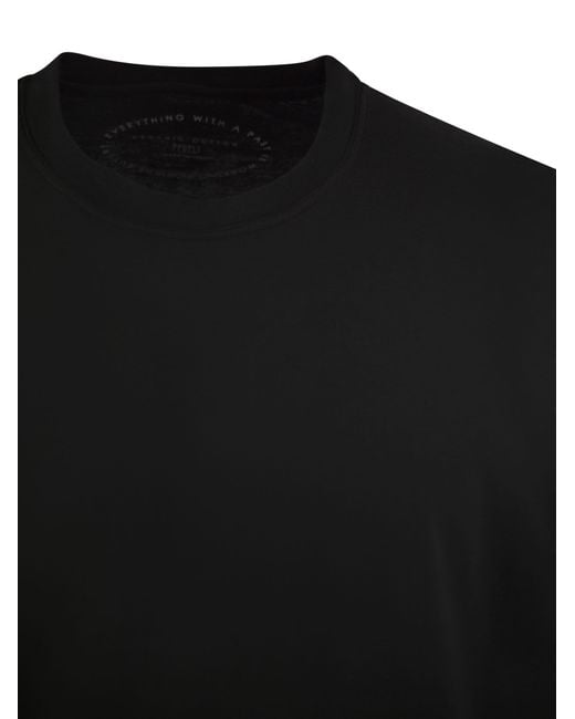 Fedeli Black Giza Cotton Crew Neck T Shirt for men