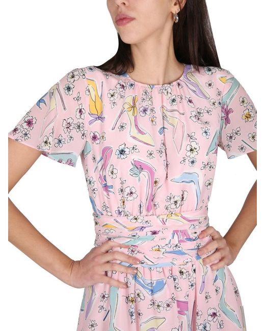 Boutique Moschino Pink Heels And Flowers Dress