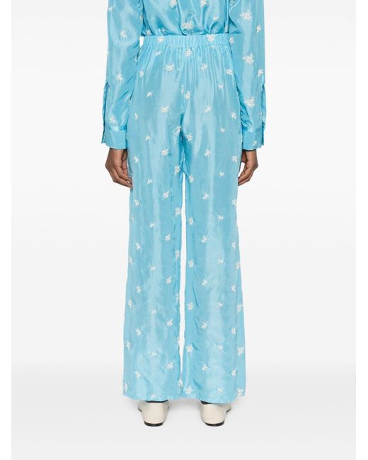 Forte_forte Blue Embroidered Silk Trousers