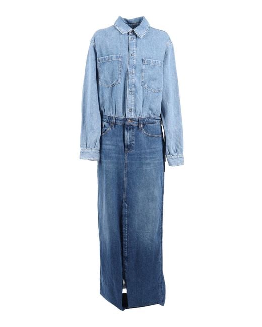 7 For All Mankind Blue Mid Maxi Dress Ipanema