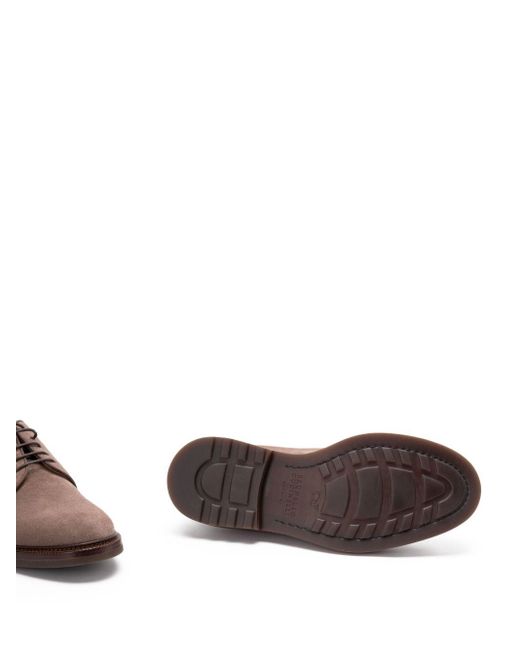 Brunello Cucinelli Brown Wildleder Leder Schnürschuhe