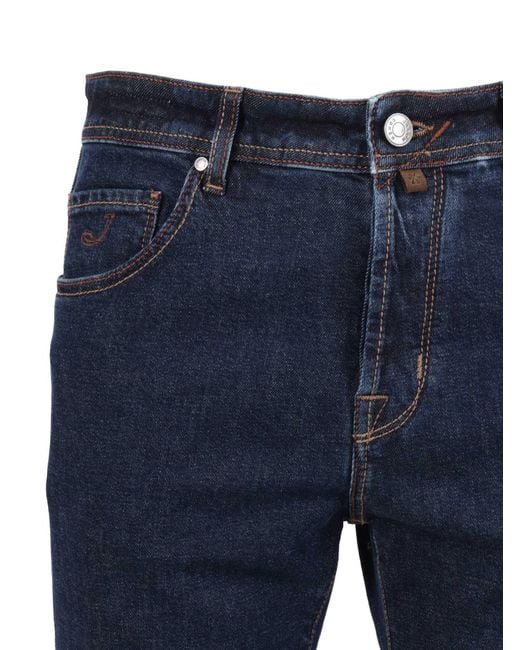 Jacob Cohen Blue 5-Pkt Cropped Slim-Fit Pants Scott for men