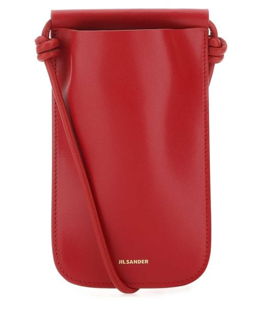 Jil Sander Red Leather Phone Case for men