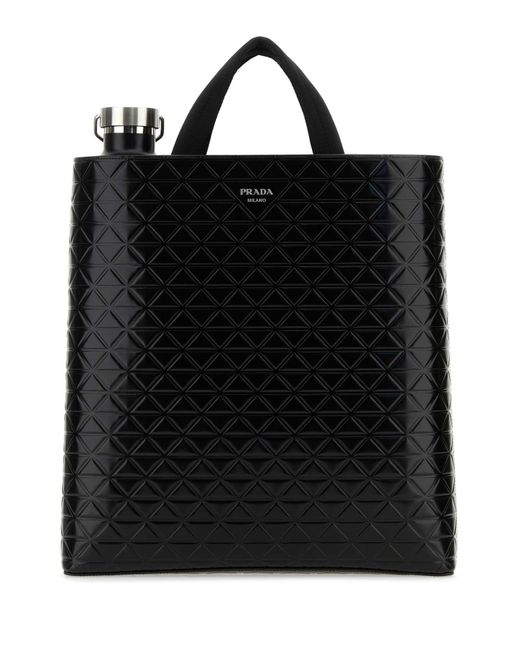 Prada Black Smooth Leather Tote Bag