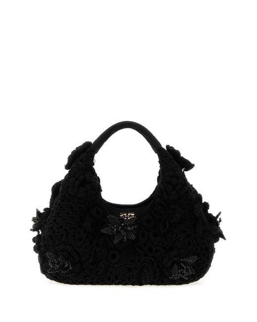 Ganni Black Hobo Mini Crochet