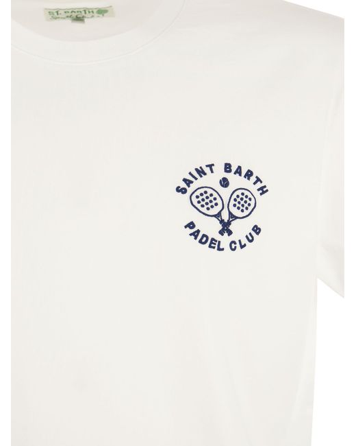 Cotton T-shirt avec imprimé Padel Club Mc2 Saint Barth pour homme en coloris White