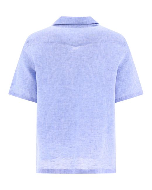 Camisa de lino de Chambray Brunello Cucinelli de hombre de color Blue