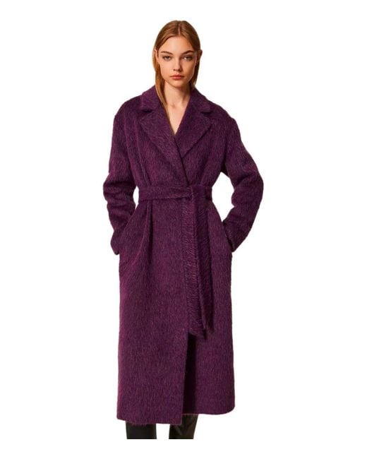 Twinset Purple Belted Coat