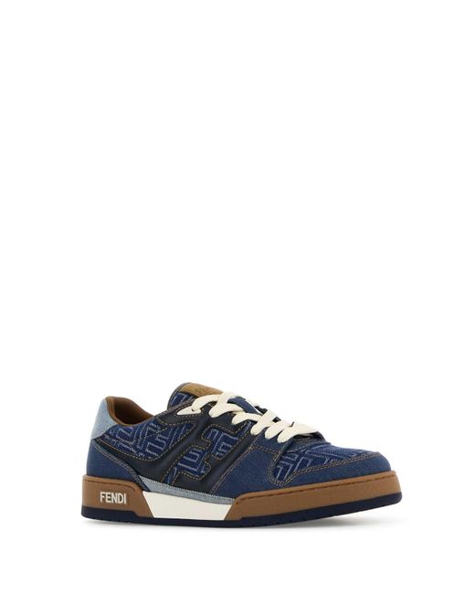 Fendi Blue Match Denim Sneakers for men
