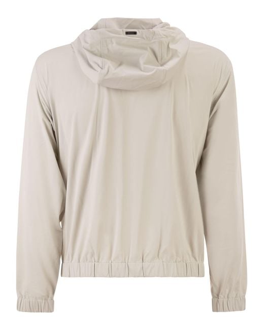 Herno Gray Stretch Techno-Nylon Bomber Jacket for men