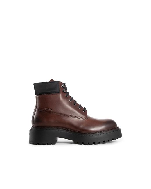 Botas de cuero Prada de hombre de color Brown