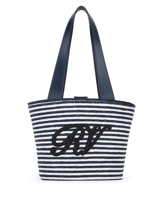 Roger Vivier Blue Rv Straw Panier Small
