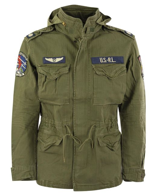 Iconica giacca militare con patch di Polo Ralph Lauren in Green da Uomo