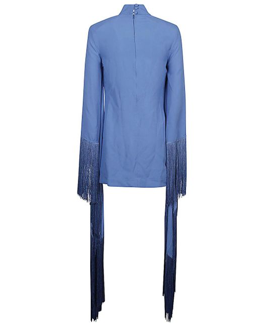 TALLER MARMO MAIN Blue Mini Del Mar Fringed Mini Dress