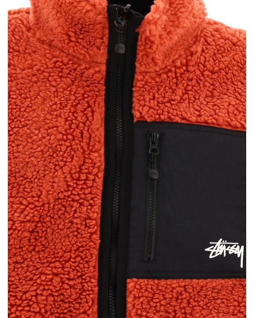 Stussy Orange "Sherpa" Reversible Jacket for men