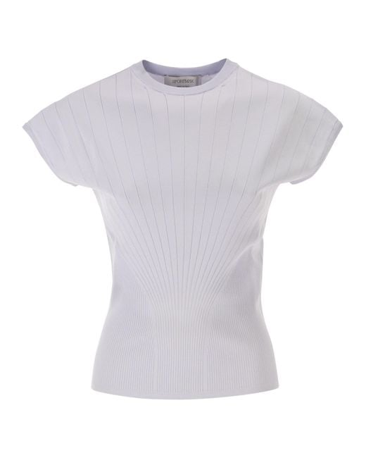 Sportmax White Spxsamba Ribbed Viscose Jumper