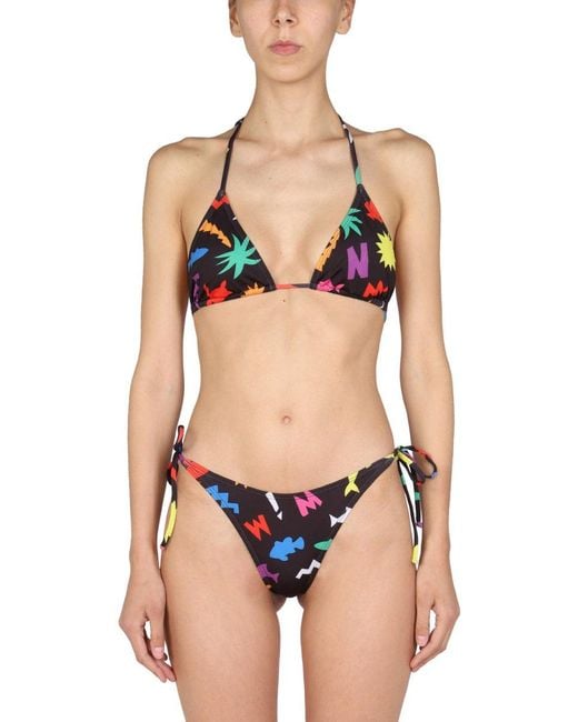 Moschino Blue Überall über Druckbikini -Slips